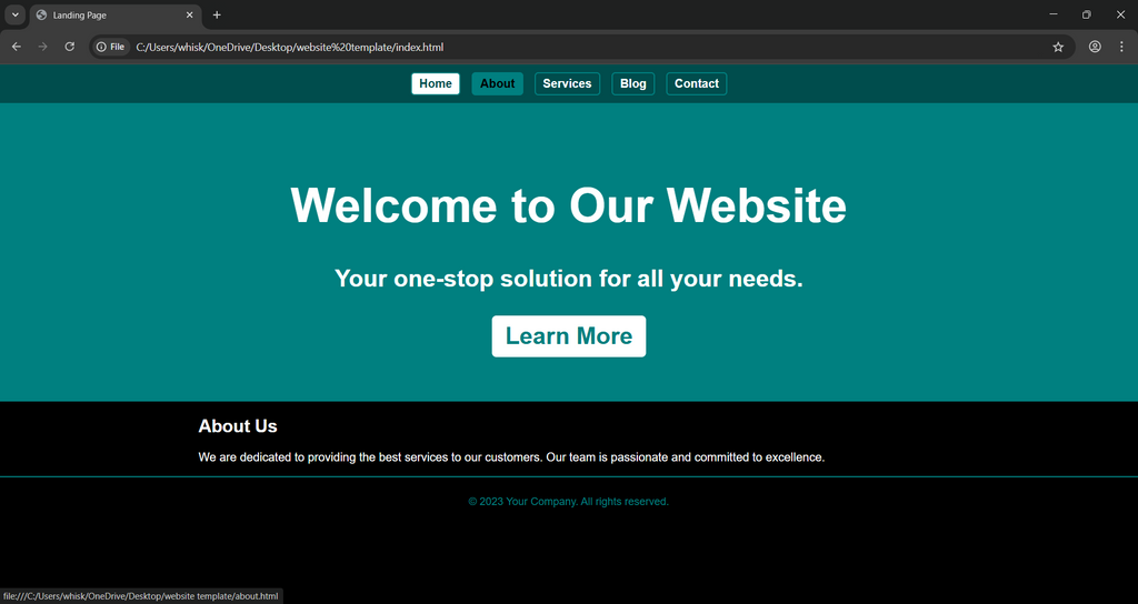 Black and teal themed personal website