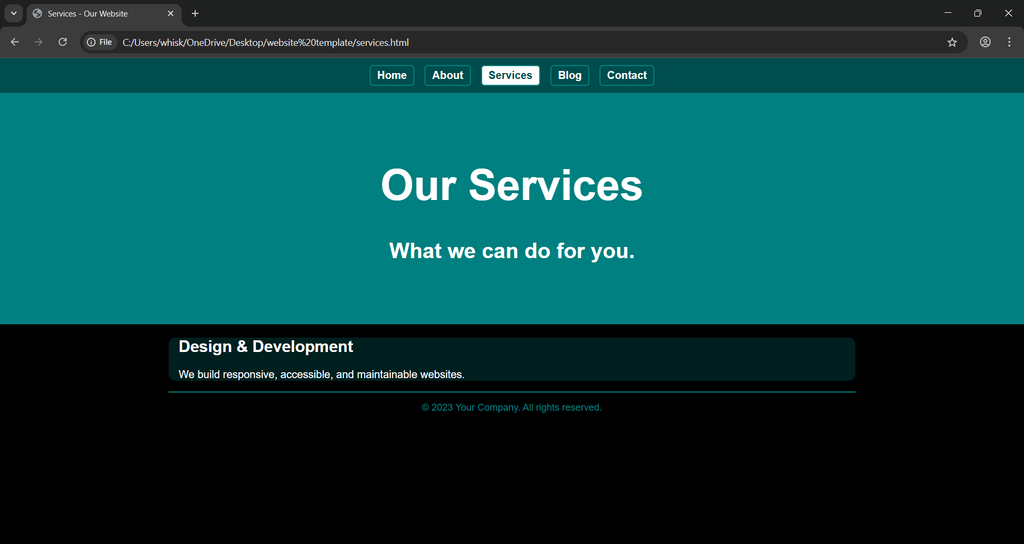 Black and teal themed personal website