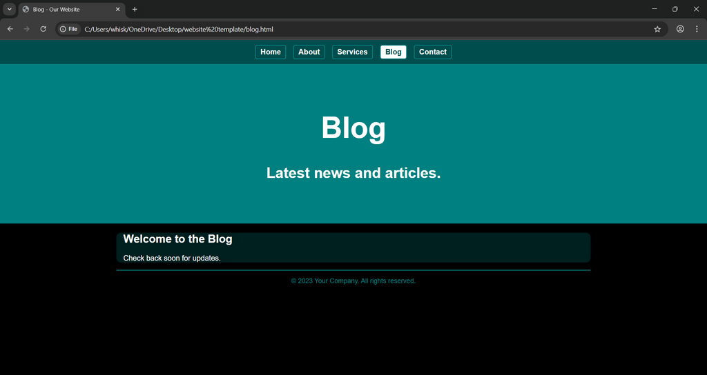 Black and teal themed personal website