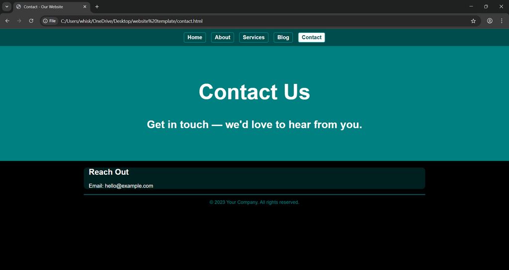Black and teal themed personal website