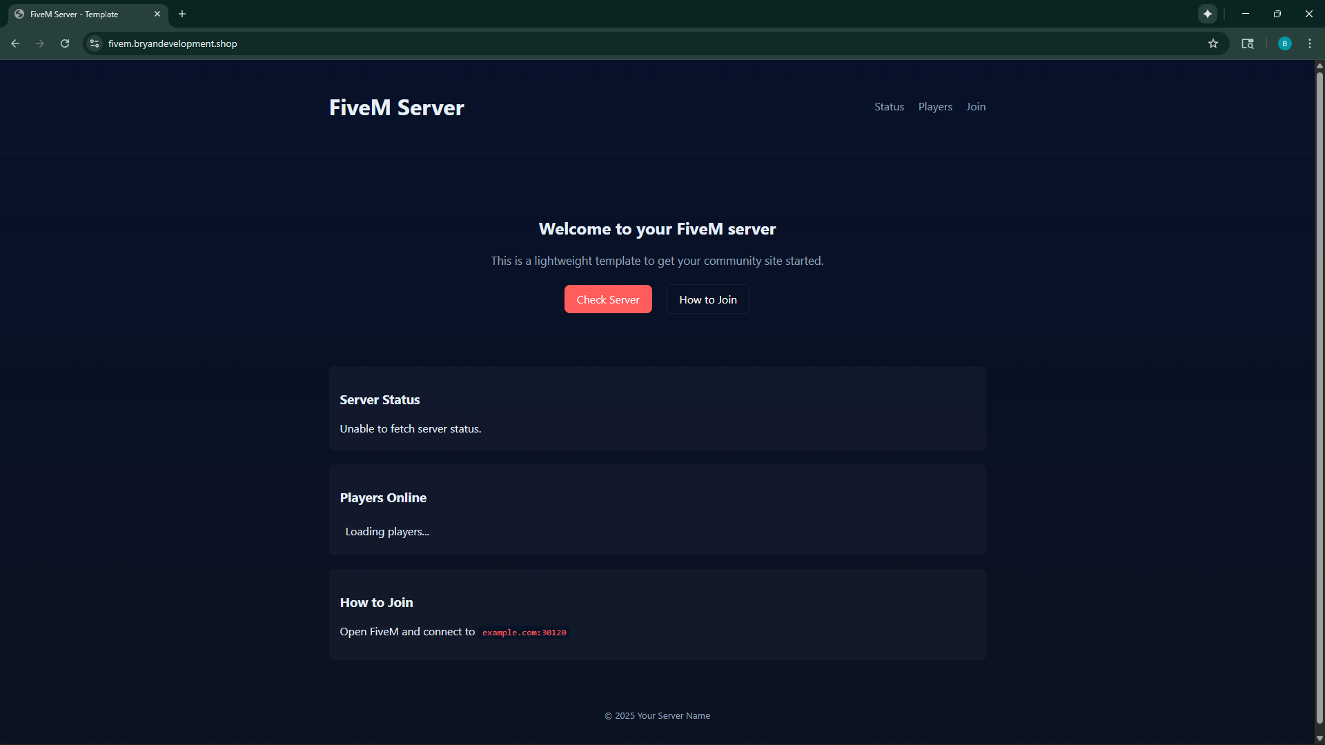 Fivem server website template