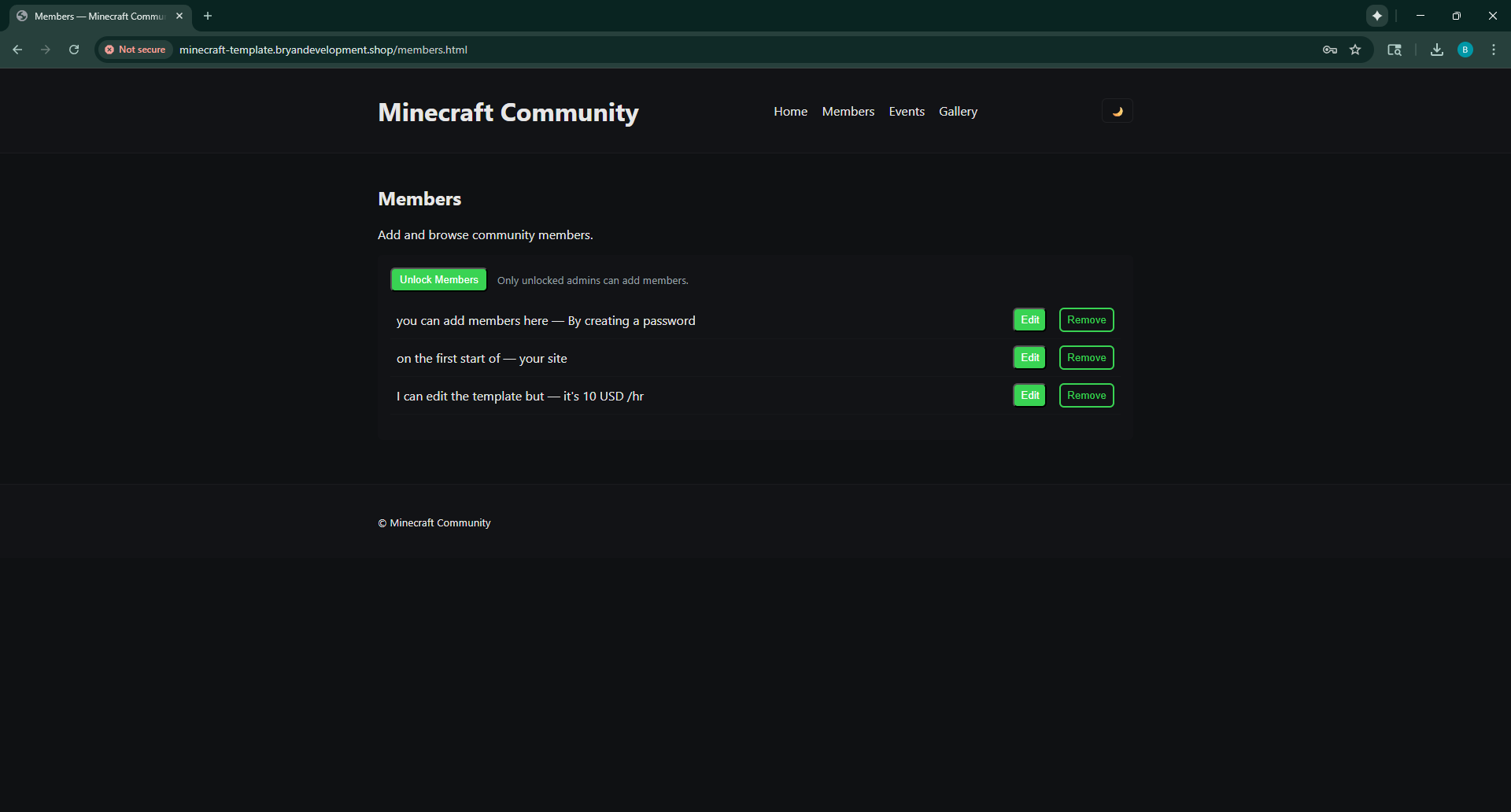 MineCraft Community Template