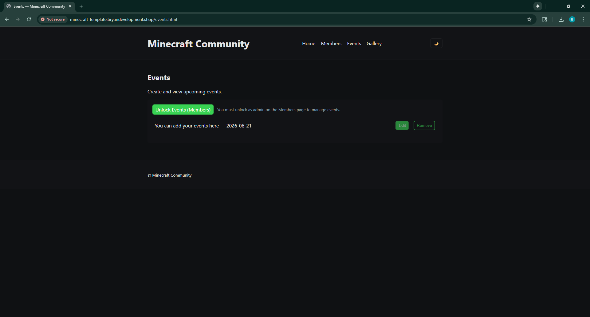 MineCraft Community Template