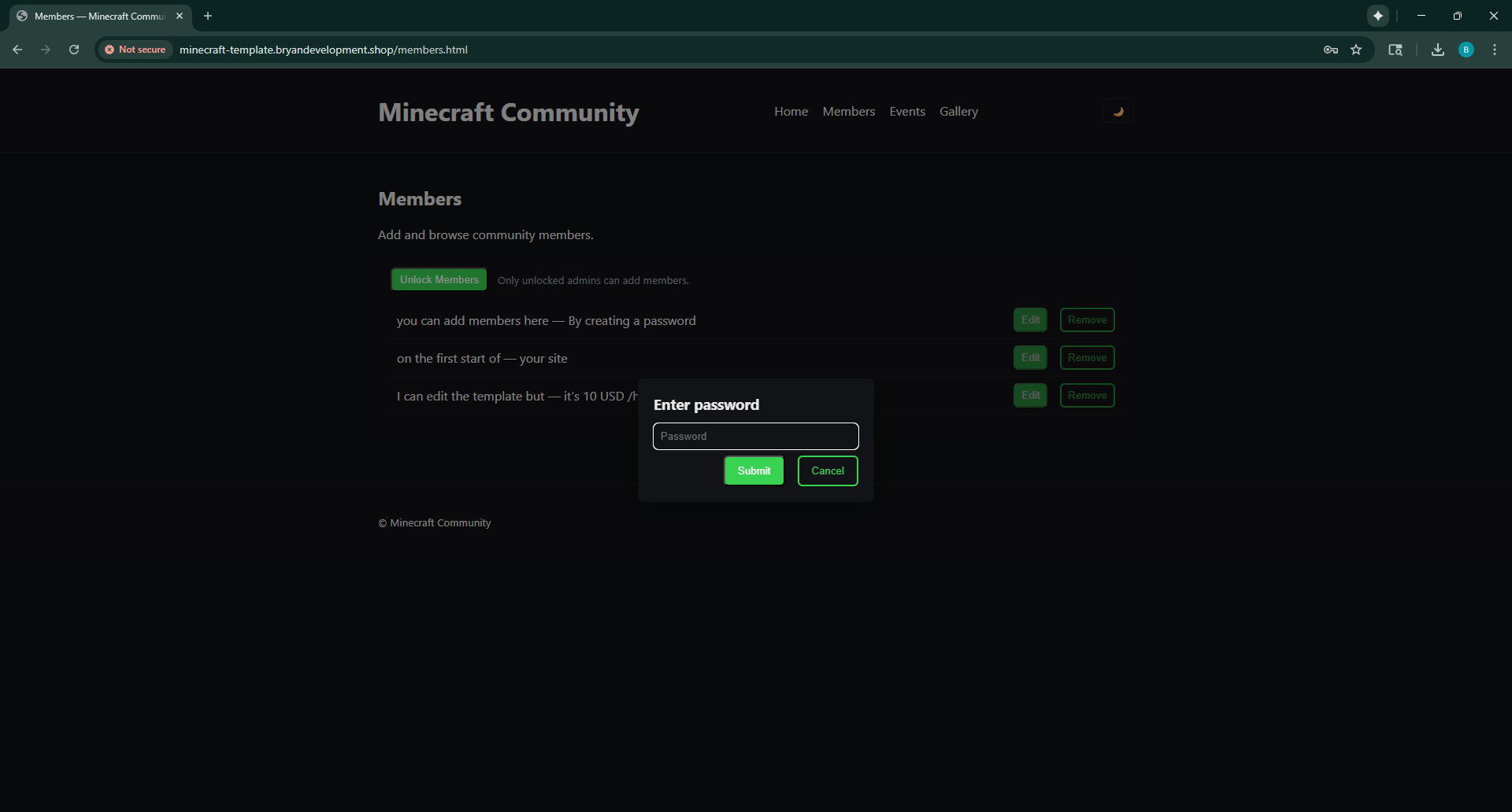 MineCraft Community Template